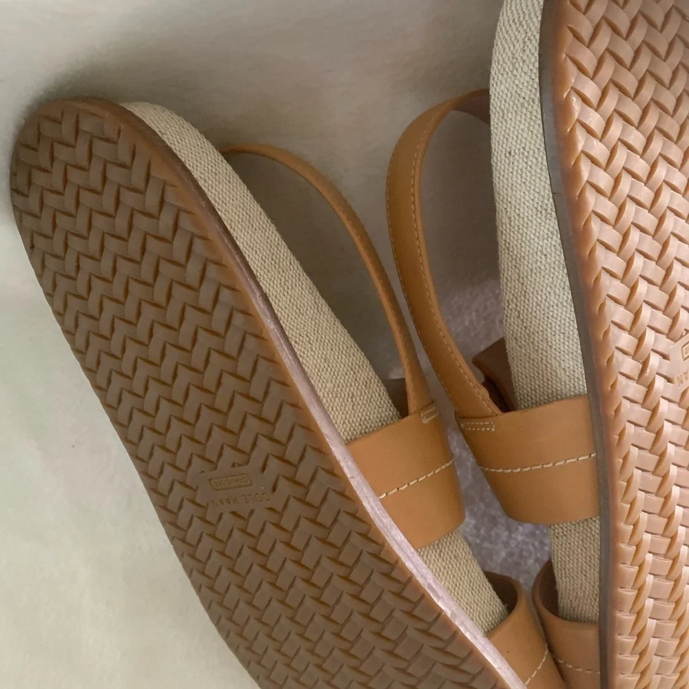 COLE HAAN Marlee Fisherman Footbed Sandals Leather Womens Tan Sz 8 B Open Toe